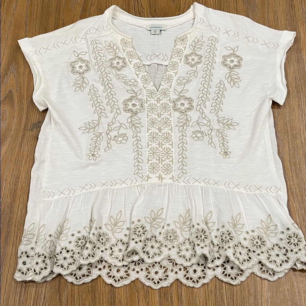Sundance Ivory Embroidered Blouse